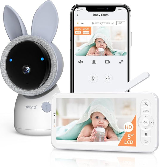 ARENTI 4MP 2.4G&5G WiFi Baby Monitor with Camera and Audio, Night Light, Auto Traking, Cry&Motion Detection, Temperature Sensor, App Control-CubbioJoy
