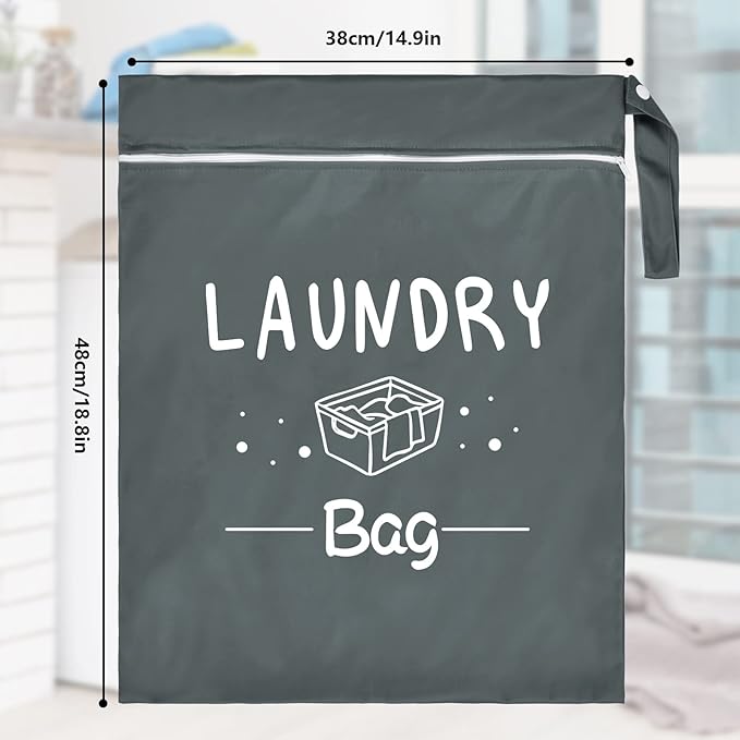 2 Pcs Large Travel Laundry Bags - Waterproof Wet/Dry, Washable, Drawstring, Bathing Suit, Workout, Gym Clothes, Swimming, Yoga - Green, Grey-CubbioJoy