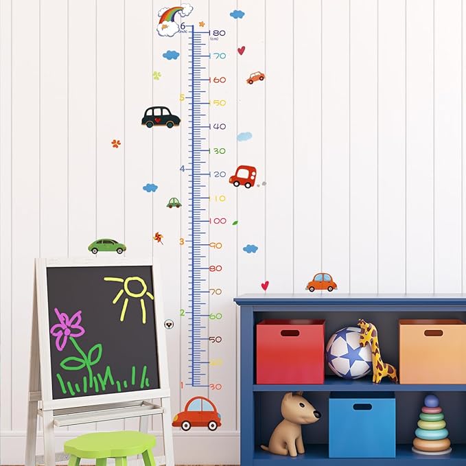 Cartoon Car Self-adheve Vinyl Nursery Wall Decal Baby Growth Chart Sticker for Bedroom Play Room-CubbioJoy