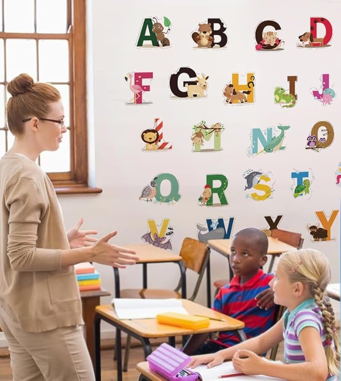 DEKOSH Animal Alphabet Kids Wall Decals - Peel & Stick Educational Baby Stickers for Playroom, Classroom Decoration-CubbioJoy