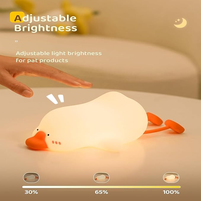 Big Goose Night Light，Squishy Silicone Kids Lamp, Dimmable 3-Gear Warm Light with Tap Control, BPA-Free Baby Cut LED Nightlight for Nursery Bedrooms Camping & Party Decor-CubbioJoy