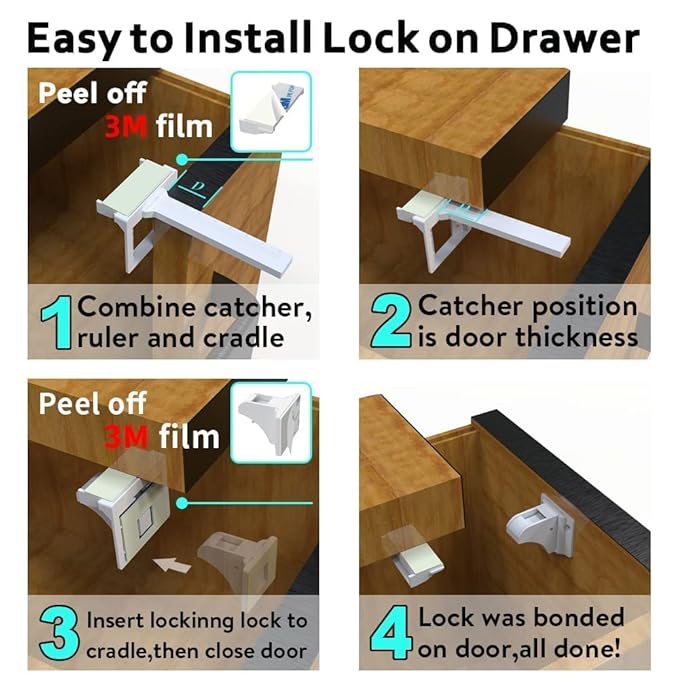 Cabinet Locks for Babies（48Locks+10Keys) Magnetic Child Locks for Cabinets Baby Proofing Cabinets-HelloPony-CubbioJoy