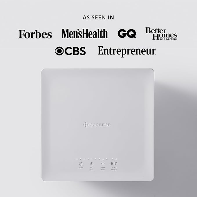 Carepod Cube Plus X50V Stainless Steel Humidifier - Easy to Clean, 3 Mist Level settings, Auto-Humidity & Auto Shut-Off Feature, One Touch Built-in Sanitization, No Filters, Lasts 32Hrs (1.1Gal/4.2L)-CubbioJoy