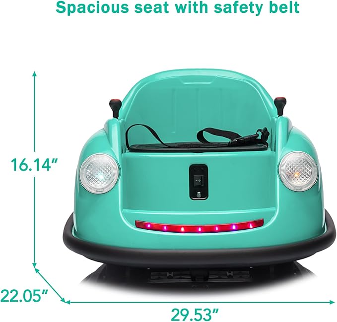 12V Bumper Car for Toddlers, Electric Toy Ride on Battery Car with Kids W/Parent Remote Control, 2-Speed, 360 Degree Spin, Music & LED Lights for Kids, Green-CubbioJoy