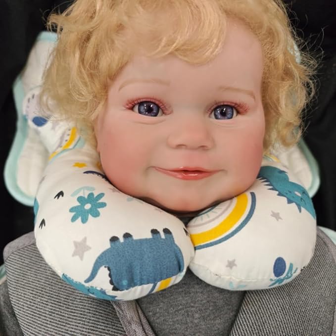 Baby Neck Pillows, Comfortable Baby Travel Head Neck Support Pillow for Car Seat Stroller Pushchair, Soft PP Cotton Travel Pillow for 0-1 Year Old Toddler Infant Newborn, Dinosaur-CubbioJoy