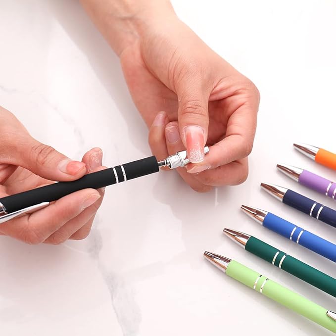 Ballpoint Pen with Stylus Tip, Soft Touch Click Pen, 2 in 1 Metal Pens, Medium Point(Black refills - 20 pcs)…-CubbioJoy