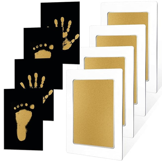 4-Pack Baby Footprint Kits,Inkless Hand and Footprint Kit,Clean Touch Baby Handprints and Footprints Kits,No Mess Ink Pad for Baby Hand and Footprints,Baby Shower Gifts for New Moms-CubbioJoy