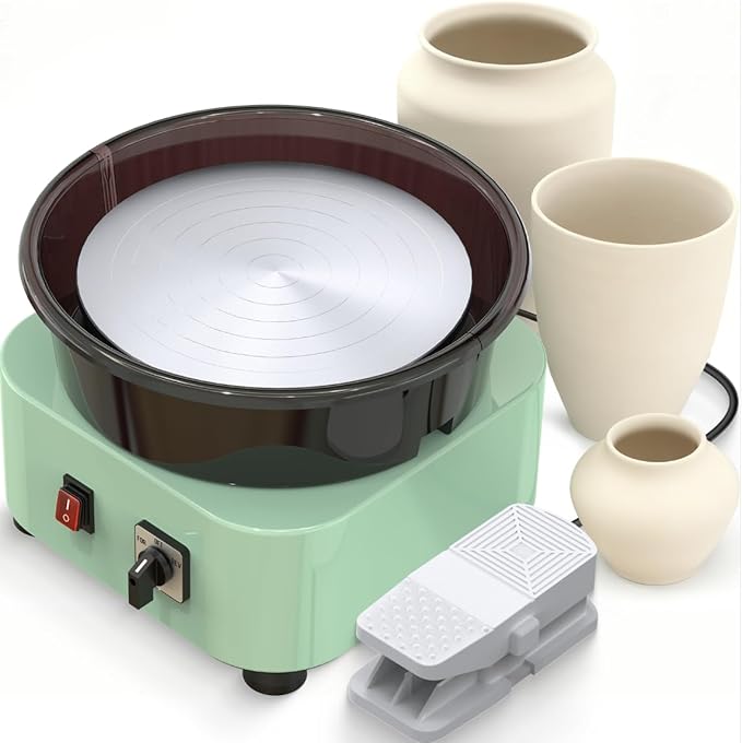 Alldeer 11-inch Pottery Wheel, 350W Electric Ceramic Forming Machine with Detachable Basin, 0-300RPM Foot Pedal Control, 19PCS Complete Clay Tool Kit for Professional Potters and Adult Crafters-CubbioJoy