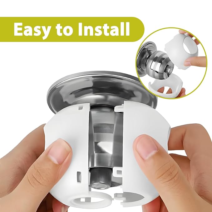 Child Proof Door Knob Covers 6 Pack Door Knob Safety Cover for Kids to Keep Kids from Opening Doors Baby Proof Door Knob Covers 2.7 Inch Large Diameter Child Safety Door Knob Cover Fit More Round Knob-CubbioJoy