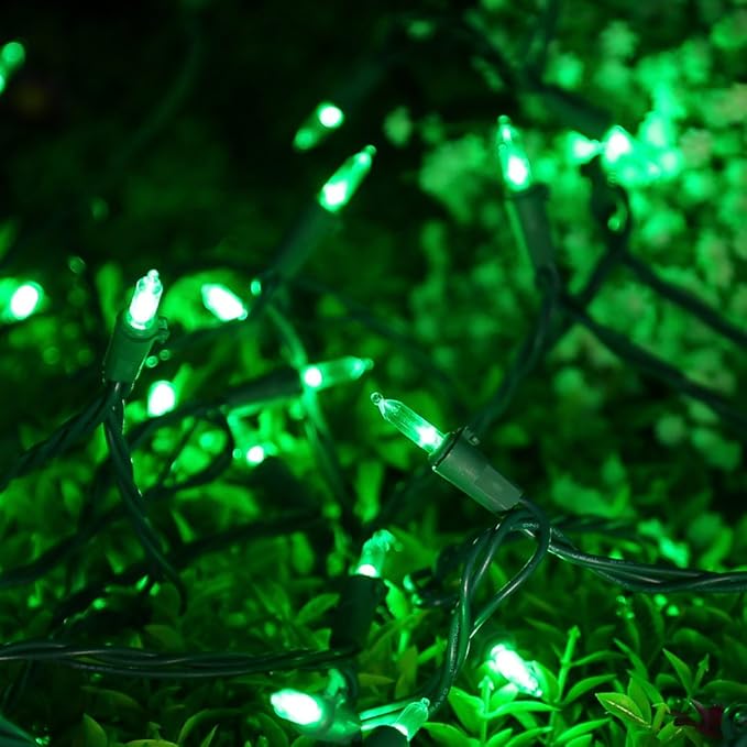 Brizled Green Christmas Lights, 33ft 100 LED Christmas String Lights, 120V UL Certified Plugin Xmas Tree Light Connectable Waterproof Mini Xmas Light for Home Tree Halloween Indoor Outdoor Decorations-CubbioJoy