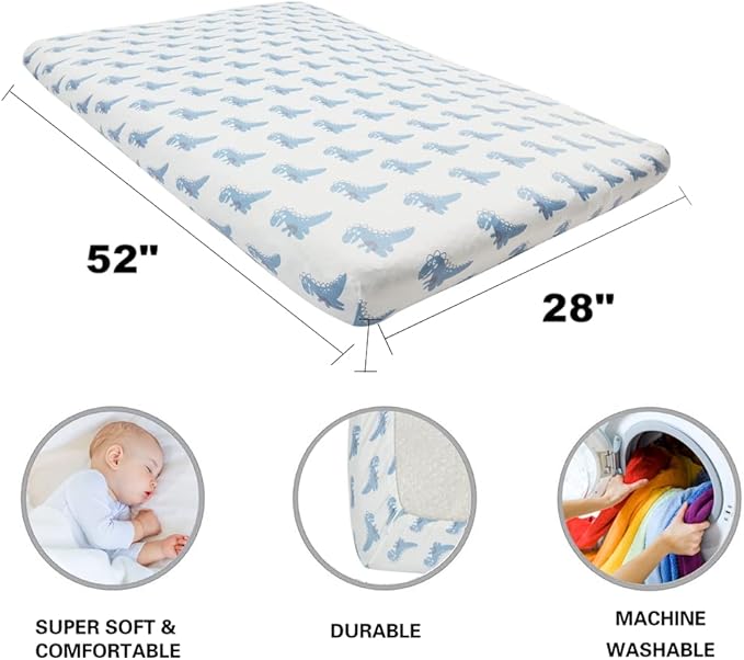 4 Pack Soft Baby Boy Crib Sheets for Standard Crib Mattress Dinosaur Star Cloud Soft Polyester Neutral Unisex Fitted Crib Sheets Set for Baby Boys-CubbioJoy