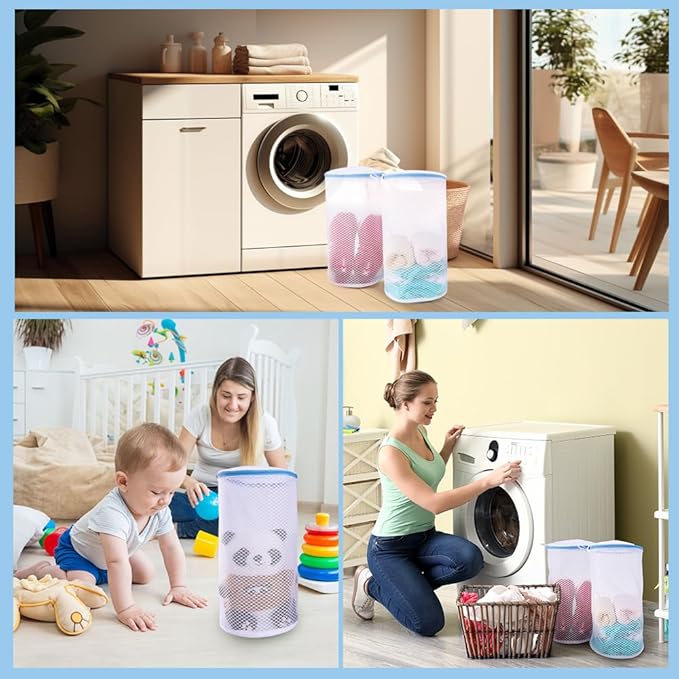 2 Pack Shoes Wash Bags,Shoe Washing Machine Bag,shoe laundry bag for washing machine，Honeycomb Mesh Laundry Bags with Zipper for Sneakers,Running Shoes,Sock,Bras,Delicates and Toys（14 in x 7.8 in）-CubbioJoy