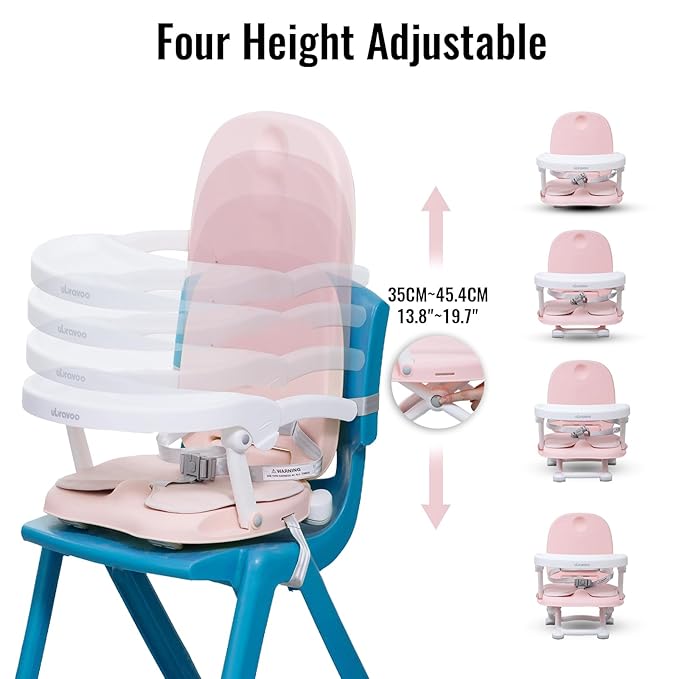 Baby Booster Seat for Dining Table with Removable Tray & Cushion, 3in1 Portable Toddler Booster Seat, 4 Height Adjustable Travel High Chair for Babies and Toddlers-CubbioJoy