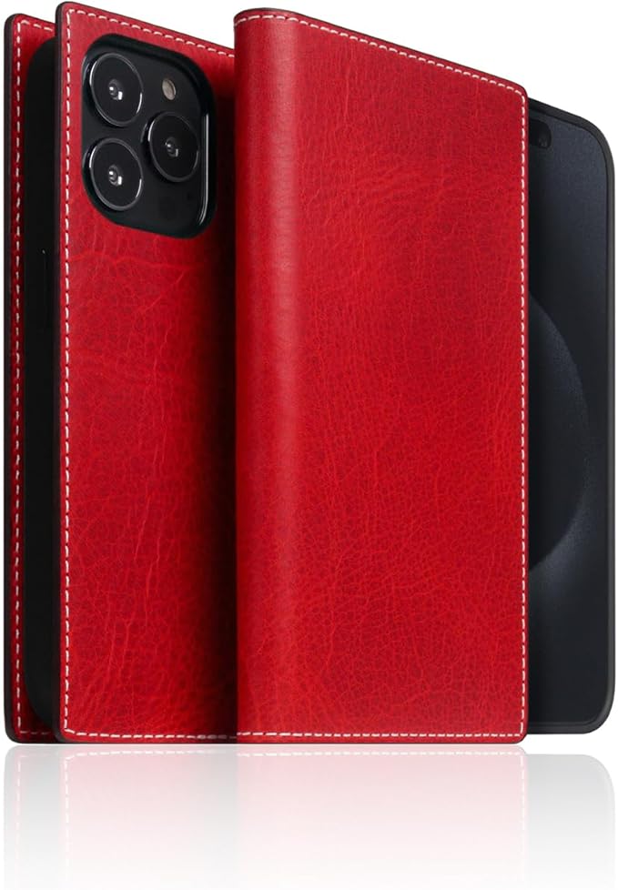 D7 Italian Wax Leather Wallet Case for iPhone 15 Pro - [2-in-1] Handcrafted Detachable Diary Style with Magnetic MagSafe Back Cover, Gift Box Included (Red)-CubbioJoy