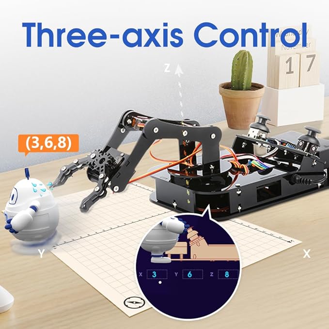 4 DOF ESP32 Robotic Arm Kit for Kids 8-12, Robotics Kit App Remote Control Robot Toys Compatible with Arduino, STEM Educational DIY Robot Arm Kit Gift for Teenagers & Adults-CubbioJoy