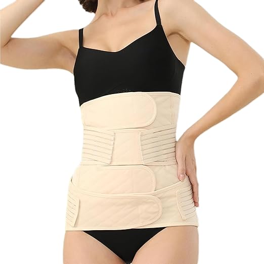 2 in 1 Postpartum Belly Band Wrap Beige, C-Section Support Belt Large, Post Partum Support Recovery Waist/Pelvis Belt, Hysterectomy Belly Band Binder Girdle Stomach-CubbioJoy