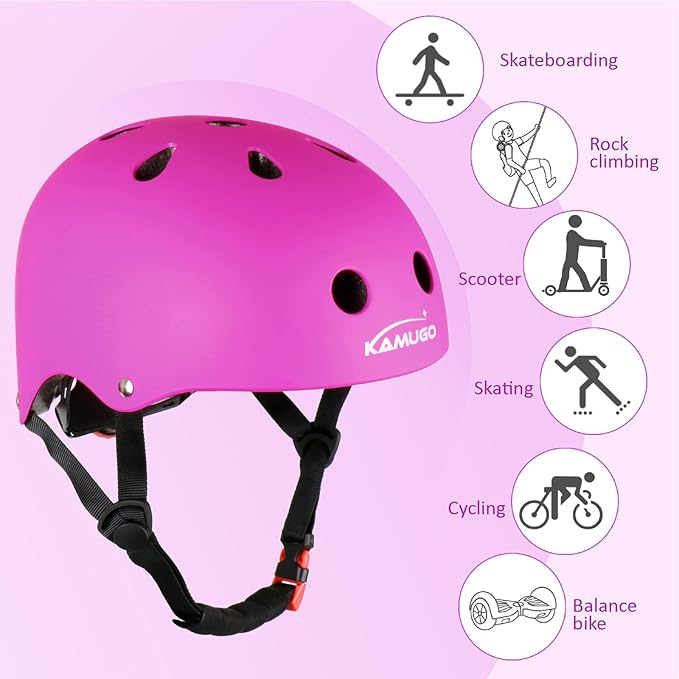 KAMUGO Kids Adjustable Helmet, with Sports Protective Gear Set Knee Elbow Wrist Pads for Toddler Age 2-8 Boys Girls, Bike Skateboard Hoverboard Scooter Rollerblading Helmet Set-CubbioJoy