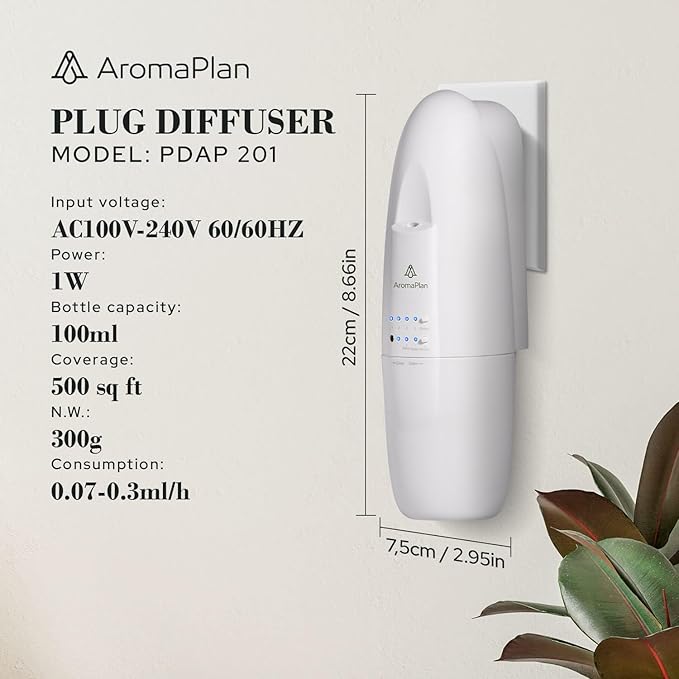 AromaPlan Authentic Plug in Waterless Diffuser - Up to 500 Sq. FT Coverage - Nanotechnology Plug in Oil Diffuser for Essential Oils -for Home and Office - Wall Silent & Waterless Oil Diffuser (White)-CubbioJoy