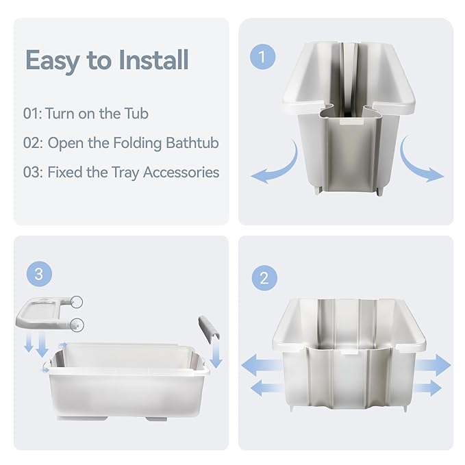 Collapsible Baby Bathtub with Stand - Large Capacity Baby Bath Tub with Thermometer & Soft Cushion | Portable Travel Newborn Infant Bathtub | Foldable Toddler Bathtub for Baby 0 to 36 Months-CubbioJoy