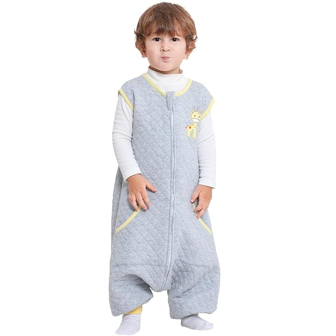 Baby Toddler Sleep Sack with Feet 2.5 TOG Winter, Wearable Blanket with Legs, Toddler Sleeping Sack Long Sleeve (Giraffe, 3T-5T)-CubbioJoy