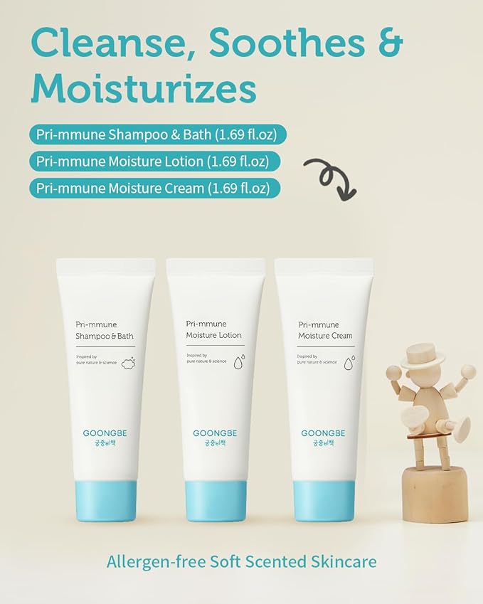 Baby Skincare Travel Set - Korean Baby Skincare & Bath Time Essentials - Shampoo & Bath, Moisutre Lotion, Cream - Hydrating & Nourishing, 3 Items-CubbioJoy