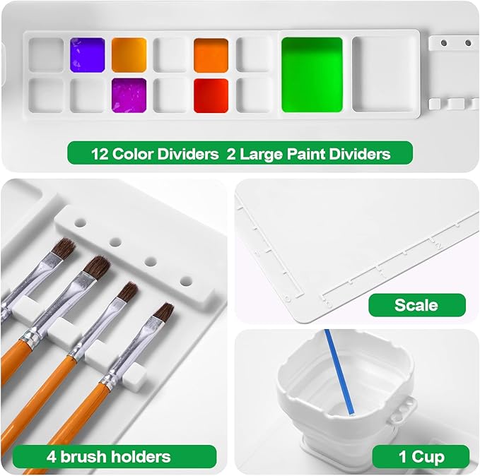 AWOKE Silicone Painting Mat - 20"X16" Silicone Art Mat with 1 Water Cup for Kids - Craft Mat has12 Color Dividers - 2 Paint Dividers (White),Toddler Activities,3 4 5 Year Old Girl Boy Birthday Gifts-CubbioJoy