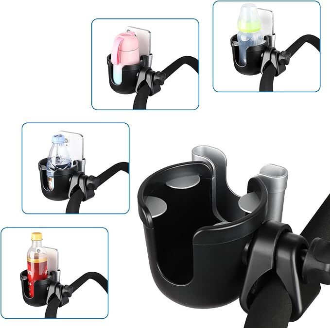 Accmor Stroller Cup Holder with Phone Holder, Bike Cup Holder, Universal Cup Holder for Uppababy Nuna Doona Strollers, 2-in-1 Cup Phone Holder for Stroller, Bike, Wheelchair, Walker, Scooter-CubbioJoy