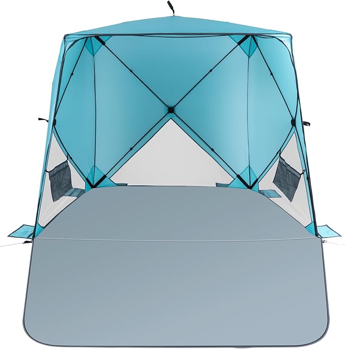 Beach Tent,Beach Sun Shelter with UPF 50+UV Protection with Extendable Floor mat for 3-4 Person, Waterproof Portable Easy Setup Beach Canopy Shade Tent for Outdoor Camping, Picnics-CubbioJoy