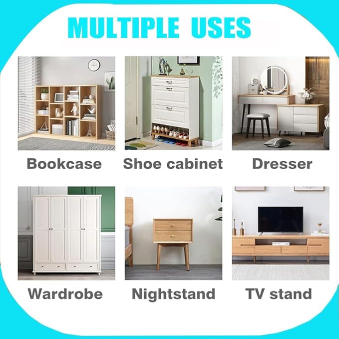 Anti Tip Furniture Anchors for Baby Pet Proofing,Furniture Wall Anchor Furniture Dresser Bookshelf Falling Prevention Device for Children (Blue)-CubbioJoy