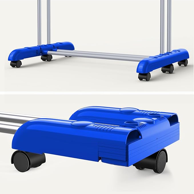 Bigzzia Clothes Drying Rack, 67.7 Inch Laundry Drying Rack with Foldable Base, 4 Tier Stainless Steel Drying Rack Clothing, Movable Laundry Rack for Indoor Outdoor-Blue-CubbioJoy