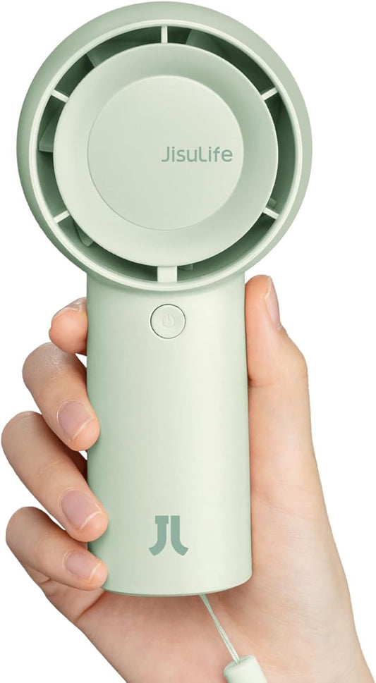 JISULIFE Portable Handheld Turbo Fan [16H Max Cooling Time], 4000mAh USB Rechargeable Personal Battery Operated Lash Small Pocket Fan with 5 Speeds for Travel/Outdoor/Vacation/Concerts - Green-CubbioJoy