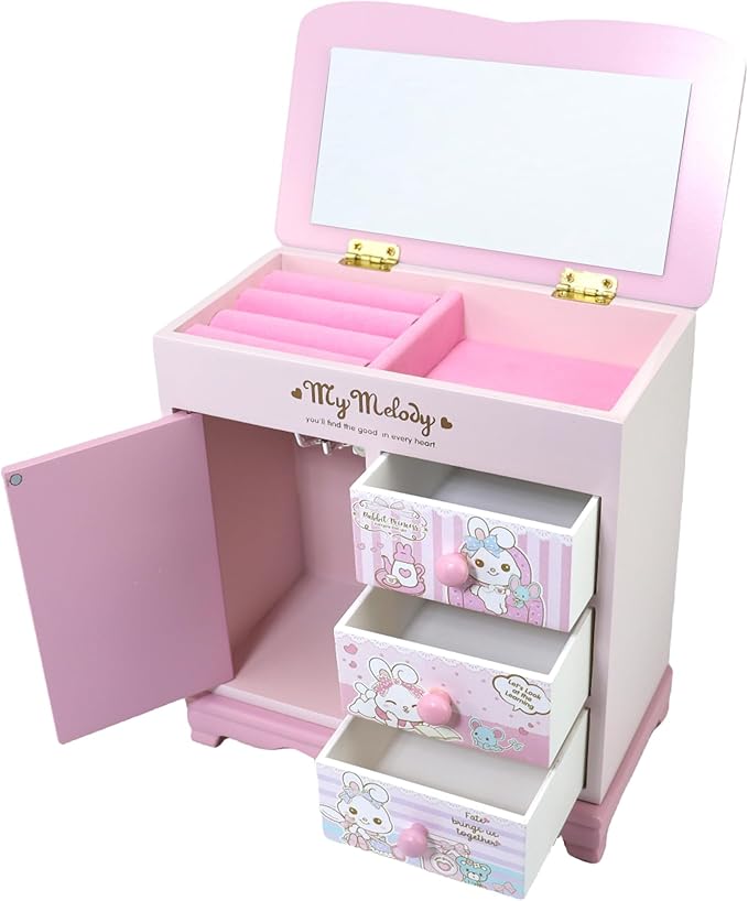 Children jewelry box for girls Pink Cute bunny girls jewelry box Little girl birthday christmas Gift kids jewelry box-CubbioJoy