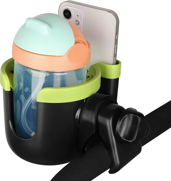 Accmor Stroller Cup Holder with Phone Holder, Bike Cup Holder, Universal Cup Holder for Uppababy Nuna Doona Strollers, 2-in-1 Cup Phone Holder for Stroller, Bike, Wheelchair, Walker, Scooter-CubbioJoy