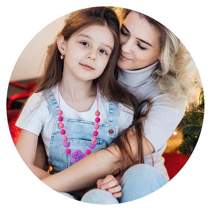 Chew Necklaces for Sensory Kids Girls Adults, Silicone Chewy Necklace Sensory Toys for Kids with Autism ADHD SPD, Oral Chew Toys for Toddlers Children Mouth Fidgets Tool - BPA Free-CubbioJoy