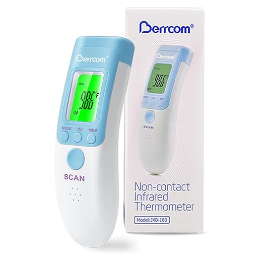 Berrcom Forehead Thermometer for Adults and Kids, Non-Contact Infrared Digital Thermometers for Fever, Room, and Object, Touchless Temperature Gun with Fever Alert-CubbioJoy