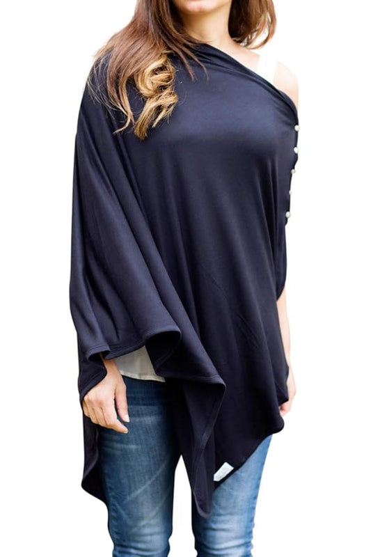 Byrd & Blume Maternity Nursing Cover Breathable Lightweight Breastfeeding Cover Wrap Shawl Scarf Poncho Full 360 (Navy, One size)-CubbioJoy