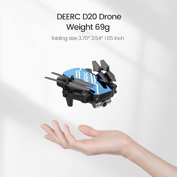 DEERC D20 Mini Drone with Camera for Kids, Remote Control Toys Gifts for Boys Girls with Voice Control, Gestures Selfie, Altitude Hold, Gravity Control, One Key Start, 3D Flips 2 Batteries, Blue-CubbioJoy