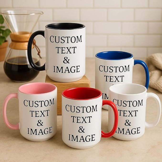 Customized 15oz Ceramic Coffee Mugs with Personalized Text and Photo Image Upload Novelty Gift, Personalize With Different Design And Images, Custom Gift (Black)-CubbioJoy
