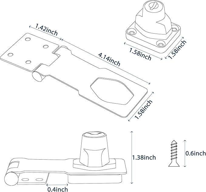 Alise Keyed Hasp Lock,4 Inch Safety Packlock Clasp Hasp Lock Latch with Lock,Door Hinge Lock with Keys Keyed Locking Hasp for Cabinets Closets Doors,Red Bronze-CubbioJoy