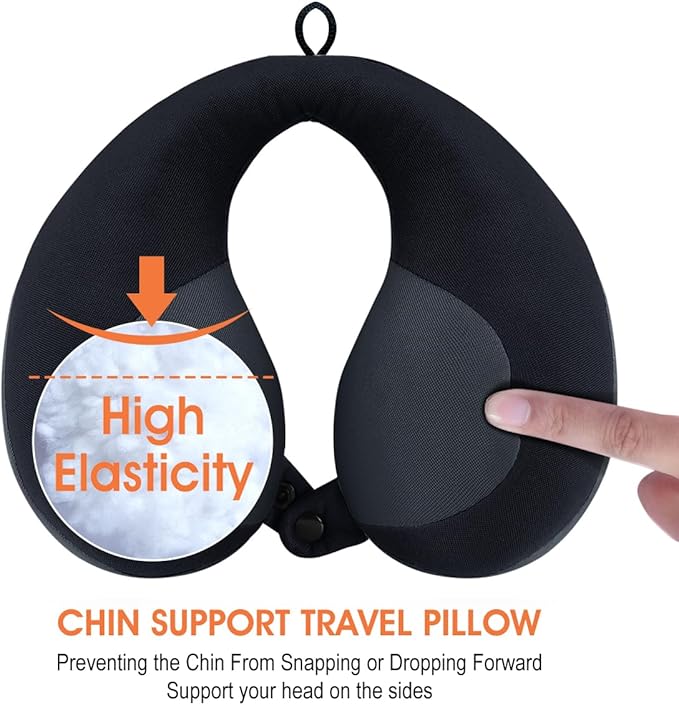 INFANZIA Kids Chin Supporting Travel Neck Pillow, Helps Support Head and Neck, Comfortably Designed for Head, Neck, and Chin Support - Ideal for Toddlers and Children,Black-CubbioJoy