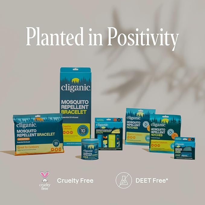 Cliganic 20 Pack Mosquito Repellent Bracelets for Adults & Kids - Natural DEET-Free Bands, Individually Wrapped-CubbioJoy