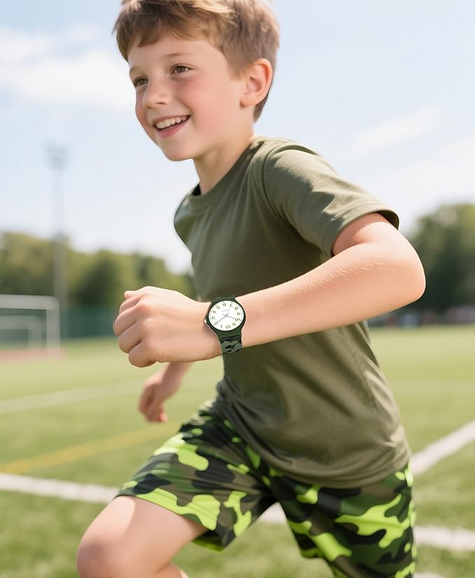 Kids Analog Watch Boys Girls, 30M Waterproof, Sports Watch for Boys, Easy to Read Children's Thin Dial Wrist Watches with Soft Band, for Ages 5-15 Kids Great Birthday Gifts Christmas Day-CubbioJoy