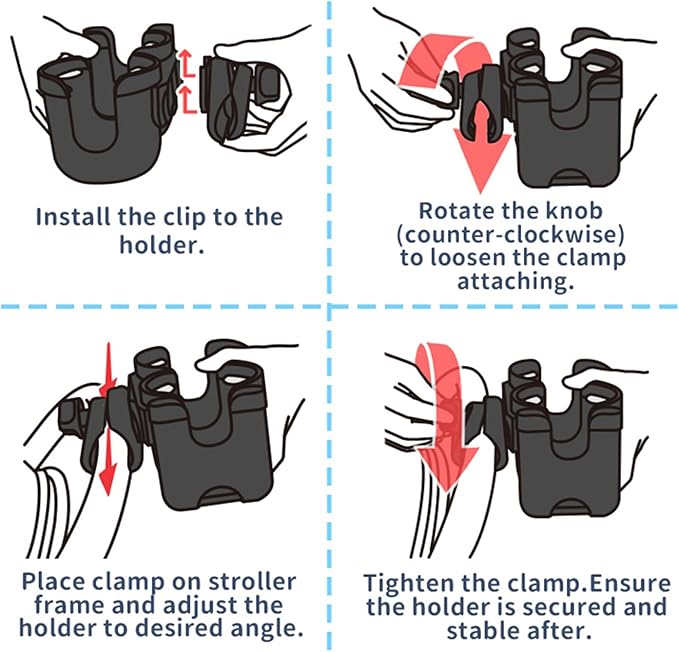 Baby Stroller Cup Holder with Phone Holder, 3-in-1 Bottle Holder, 360 Removable Degrees Rotation Drink Holder for Wheelchair, Stroller, Bike, Walker, Scooter, Bicycle, Uppababy, Nuna, Bugaboo, Doona.-CubbioJoy