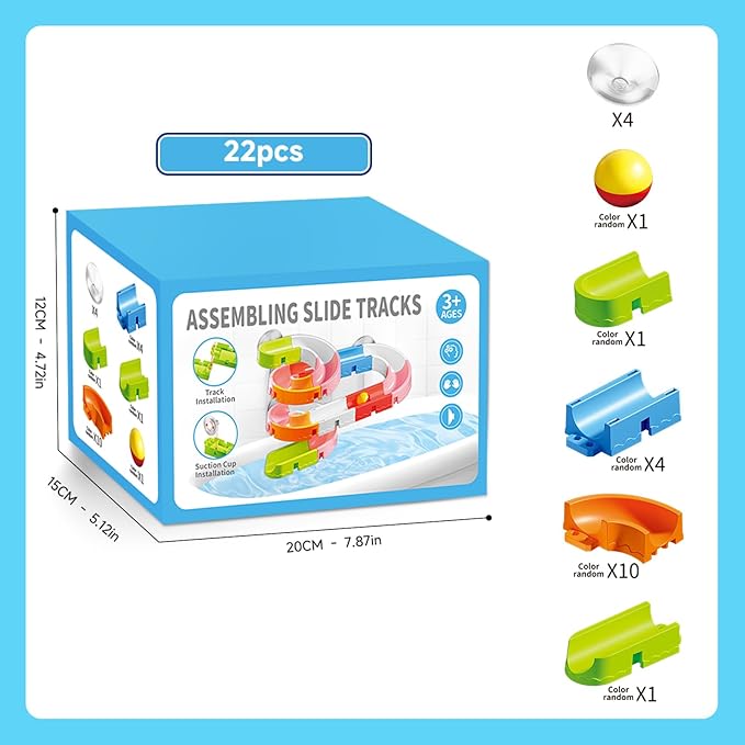 Baby Bath Toys for Toddler 1-3 3-5, Bathtub Shower Building Duck Slide Blocks Toy Marble Run Toys for Kids 1 2 3 4 5 Years Old Toddler Boys and Girls-CubbioJoy