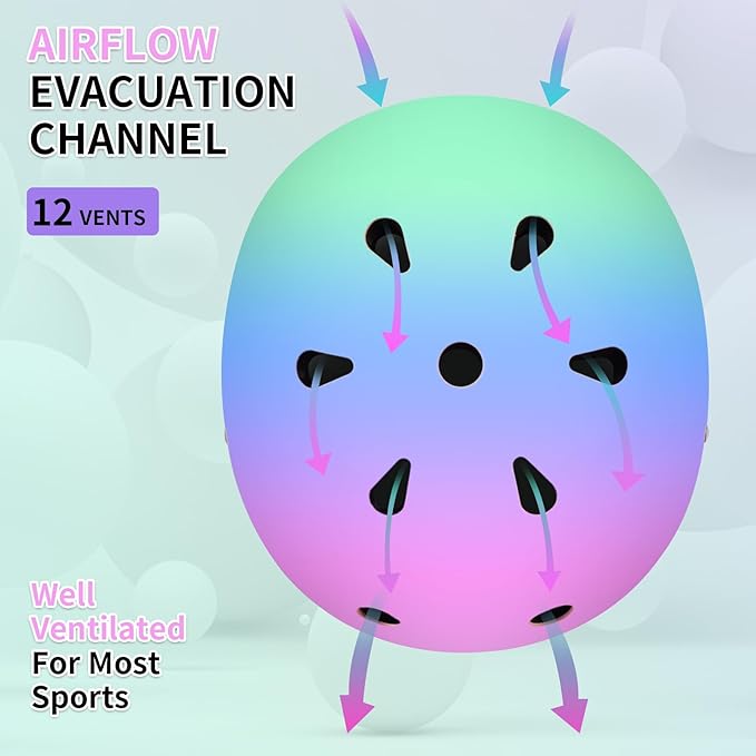 Adjustable Kids Bike Helmet with Knee & Elbow Pads Set, Color Gradient Design for Boys and Girls Aged 3-14+, for Skateboarding, Scooter, Roller & Inline Skating, Longboard-CubbioJoy