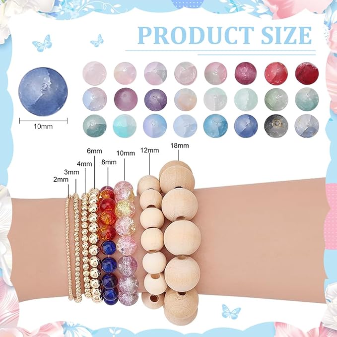 600pcs Frosted Lunar Glass Beads Kit -24 Colors10mm Glass Beads for Jewelry Making Kit Charms Coloured Glaze Beads Bracelets Necklaces Making Kit DIY Crafts, Home Companion Gifts for Beginners Women-CubbioJoy