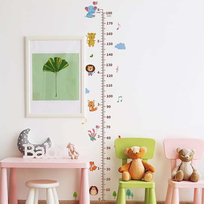Cartoon Animals Self-adheve Vinyl Nursery Wall Decal Baby Growth Chart Sticker for Bedroom Play Room-CubbioJoy