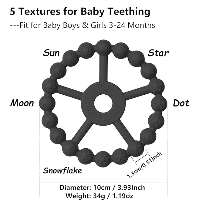 3 Pack Ring Teether, Silicone Teething Ring Toys for Babies 6 Months, Seposeve Baby Teethers 6-12 Months 12-24 Months, Easy to Grasp Toy for Baby Teething Relief-CubbioJoy