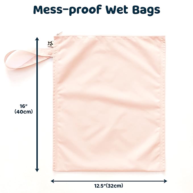 Tiny Twinkle Mess proof Waterproof Wet Dry Bag,2pk Reusable Wet Bags for Swimsuits&Baby Clothes,Leakproof Wet Bag,Waterproof Bag for Travel&Diaper bag,Wet Bags for Baby (Rose, Burgundy)-CubbioJoy
