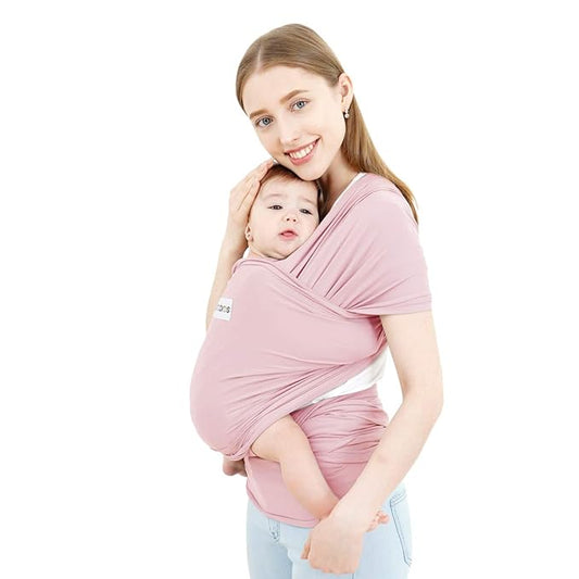 Acrabros Baby Wrap Carrier,Hands Free Baby Carrier Sling,Lightweight,Breathable,Softness,Perfect for Newborn Infants and Babies Shower Gift,Pink-CubbioJoy